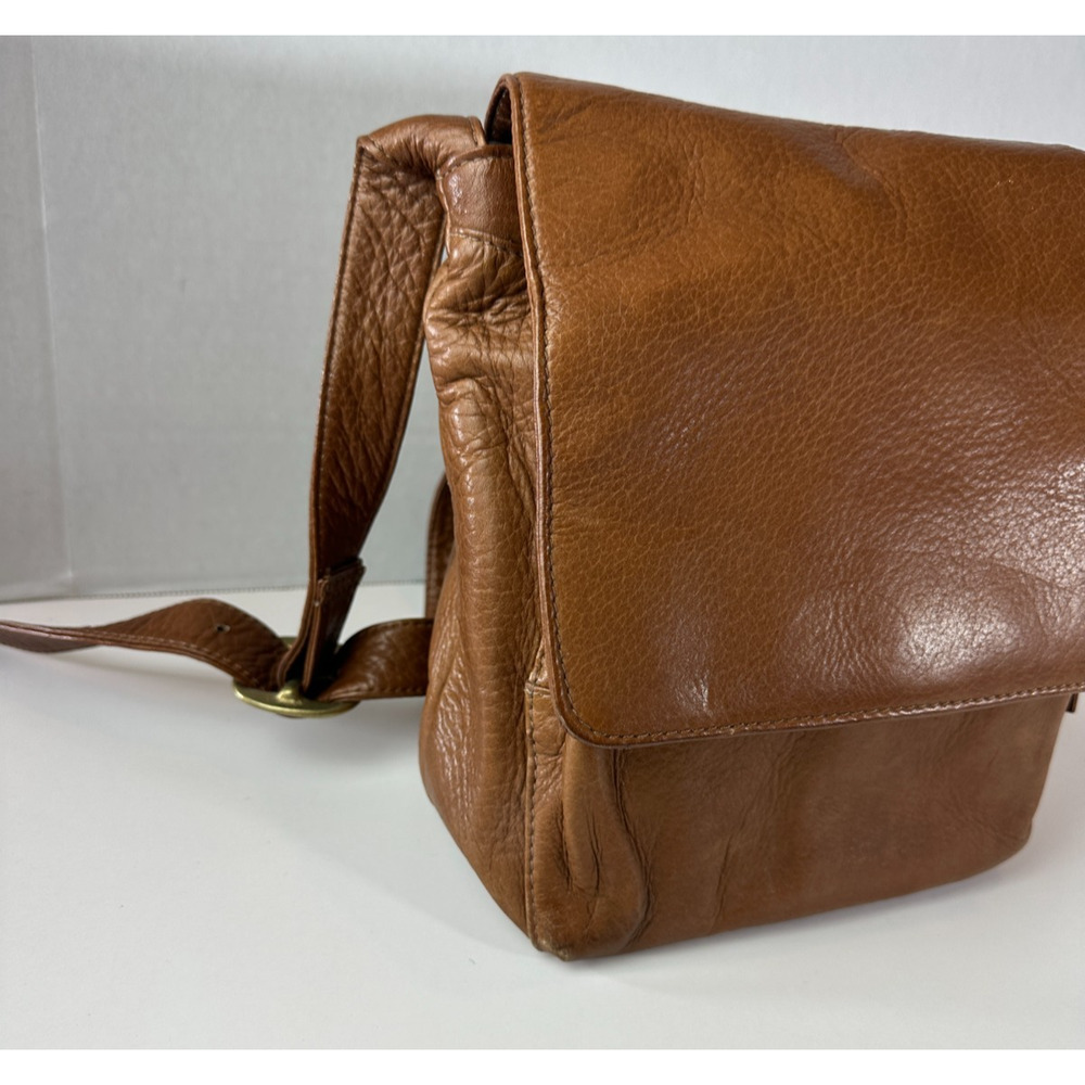 Hobo International Brown Leather Fold Over Flap Shoulder Bag Crossbody Purse - Picture 3 of 16
